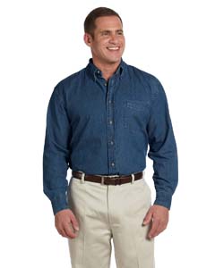 Harriton M550T - Men's Tall Long Sleeve Denim Shirt