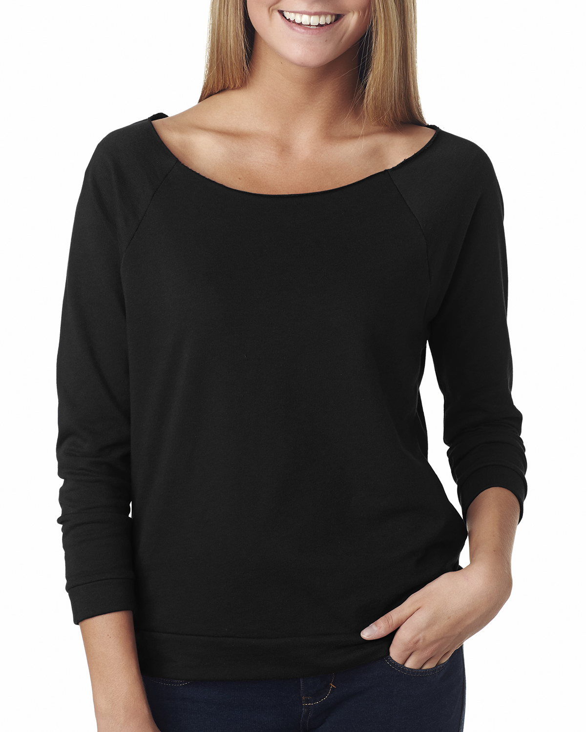 Next Level - 6951 Terry Raw-Edge 3/4-Sleeve Raglan