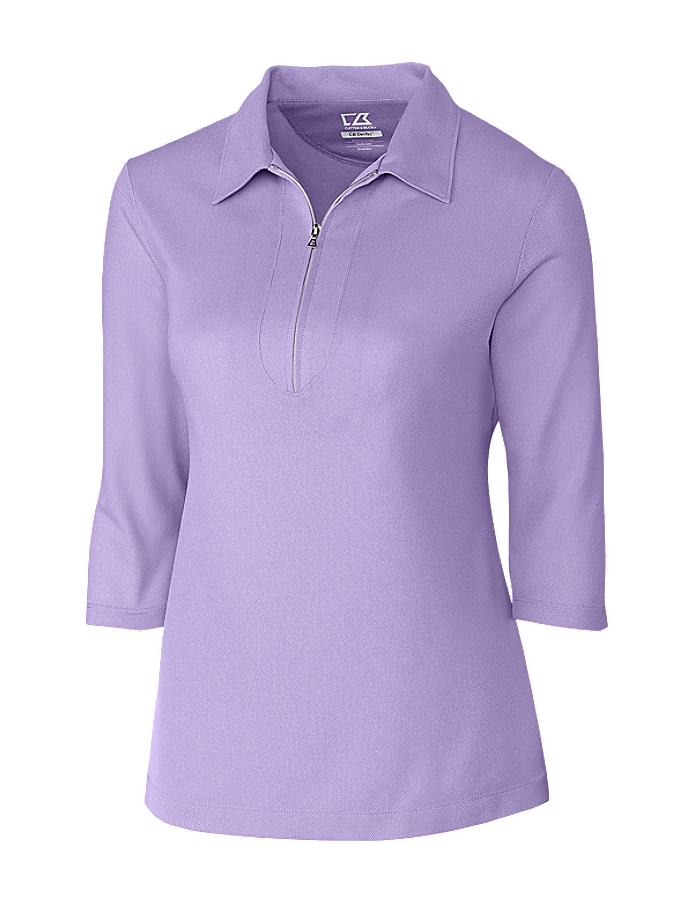 CUTTER & BUCK LCK08643 - Ladies' Blaine Oxford Three Quarter Sleeve Zip Polo
