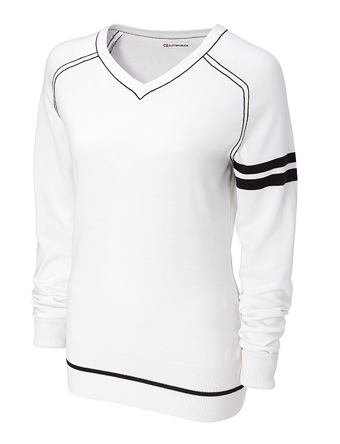 CUTTER & BUCK LCS04761 - Ladies' Clubhouse Sleeve Striped V-neck Sweater