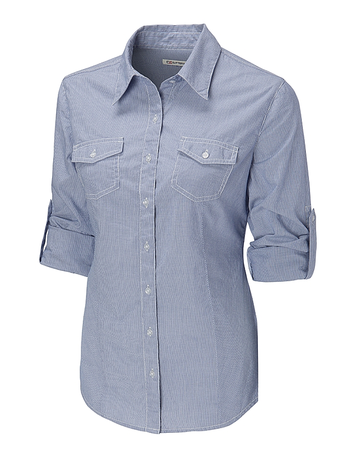 CUTTER & BUCK LCW04130 - Ladies' Georgetown Stripe Rolled Sleeve