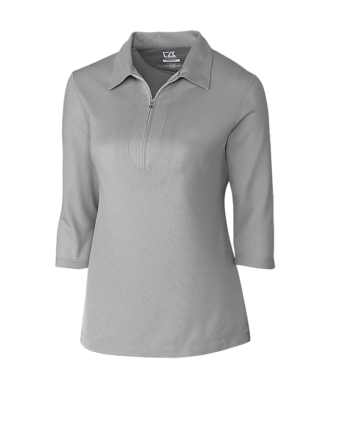 CUTTER & BUCK LCK08643 - Ladies' Blaine Oxford Three Quarter Sleeve Zip Polo